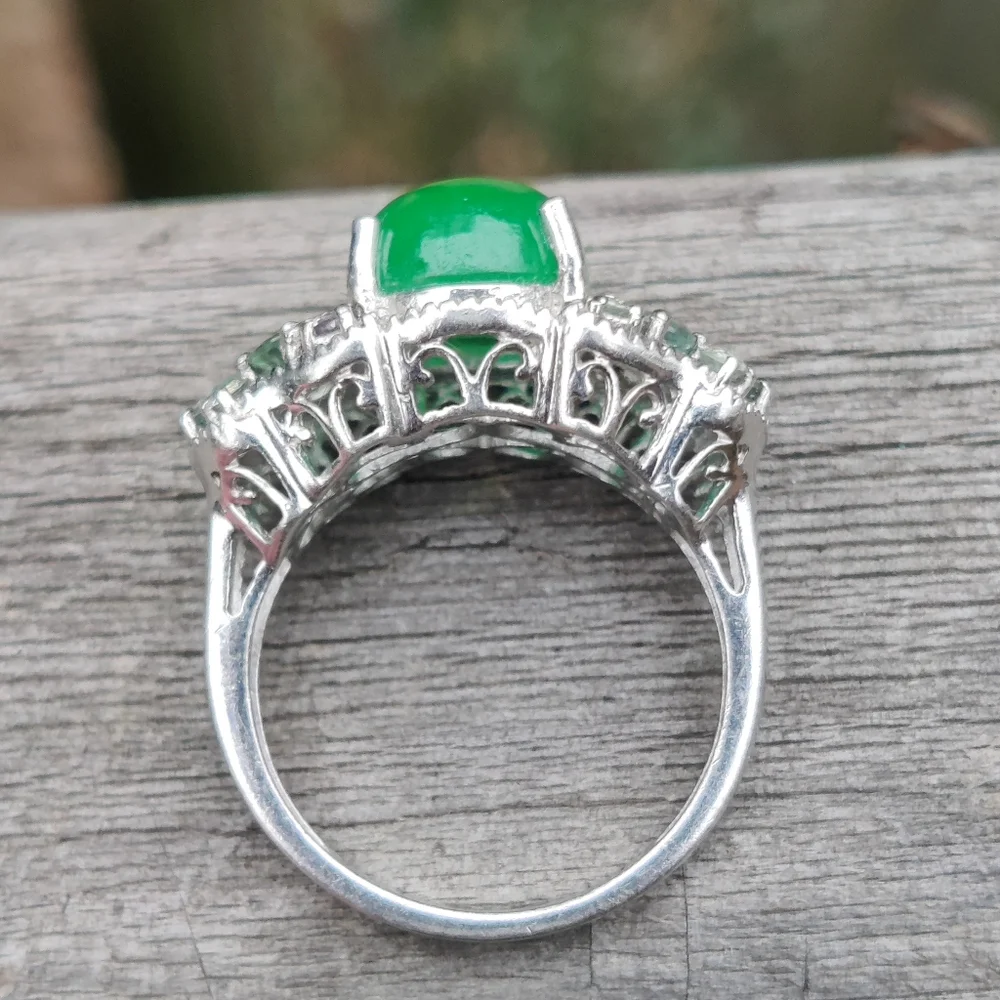 Sterling Jadeite And Prasiolite Ring By Chuck Clemency - Picture 6 of 7